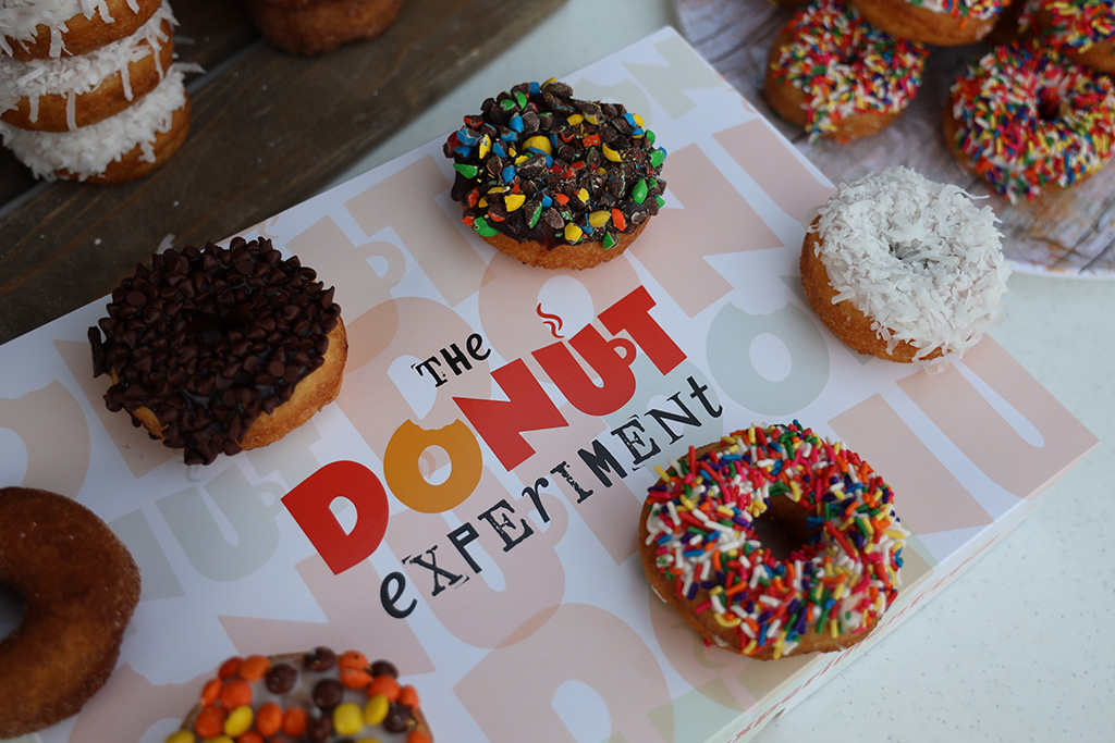Donuts on a 'the donut experiment' tissue paper