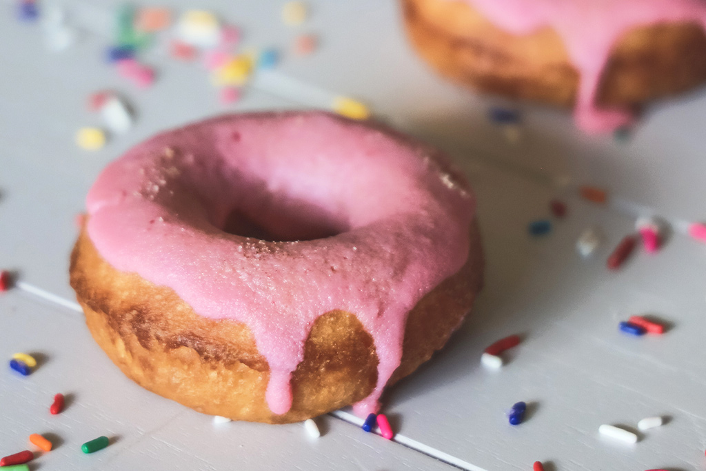 pink frosted donuts